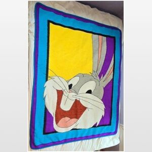 VTG ‘90s Biederlack Owen Looney Tunes Throw Blanket Kids Bugs Bunny